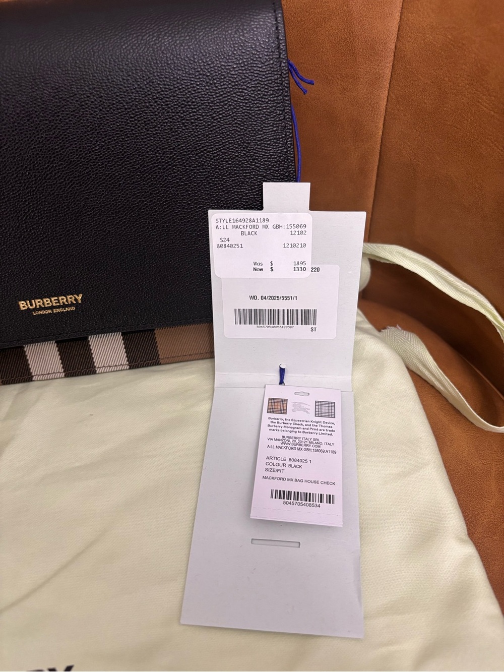 NWT Burberry Mackford MX House Check Leather Shoulder Crossbody Bag - Picture 13 of 13